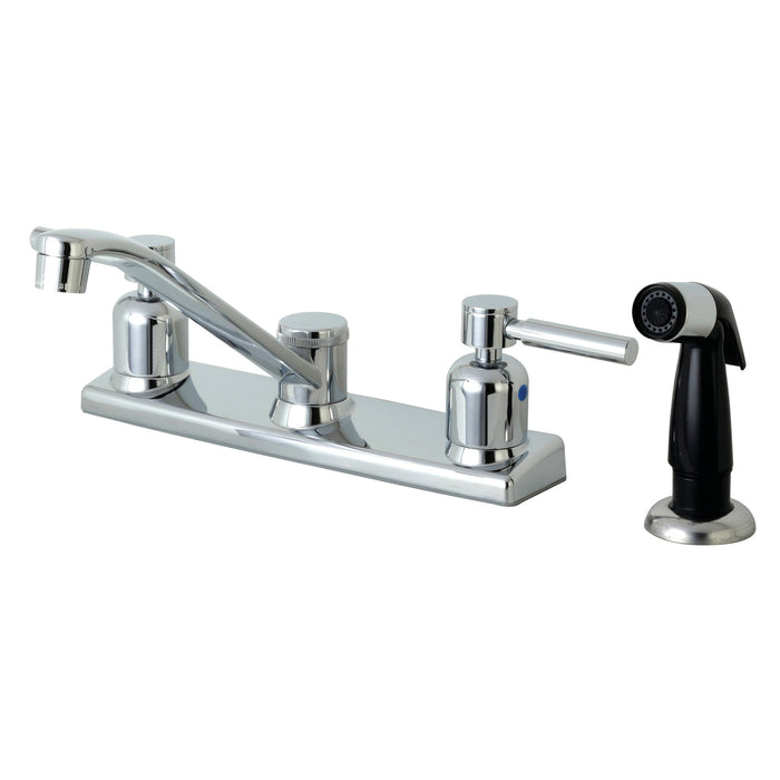 Concord FB122DL Two-Handle 4-Hole Deck Mount 8" Centerset Kitchen Faucet with Side Sprayer, Polished Chrome
