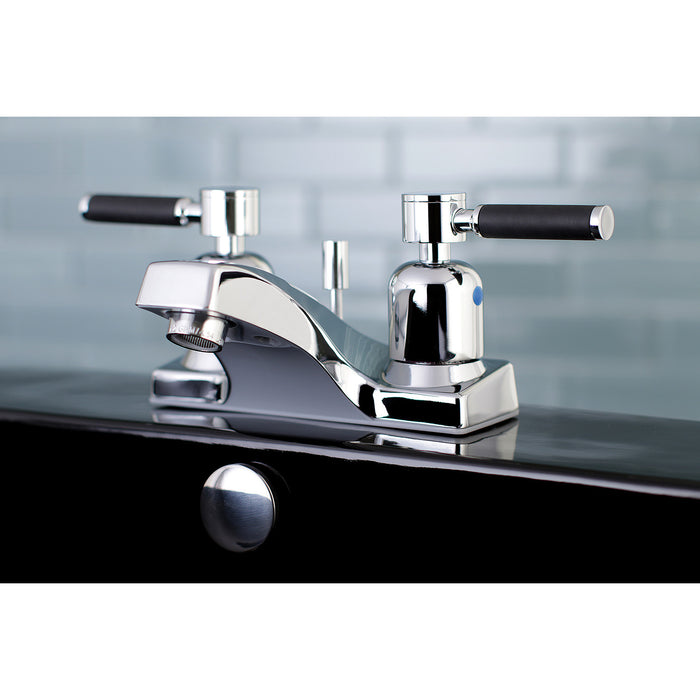 Kaiser FB201DKL Two-Handle 3-Hole Deck Mount 4" Centerset Bathroom Faucet with Plastic Pop-Up, Polished Chrome