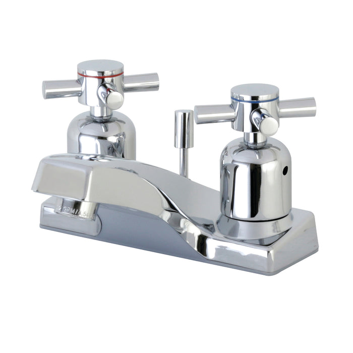 Concord FB201DX Two-Handle 3-Hole Deck Mount 4" Centerset Bathroom Faucet with Plastic Pop-Up, Polished Chrome