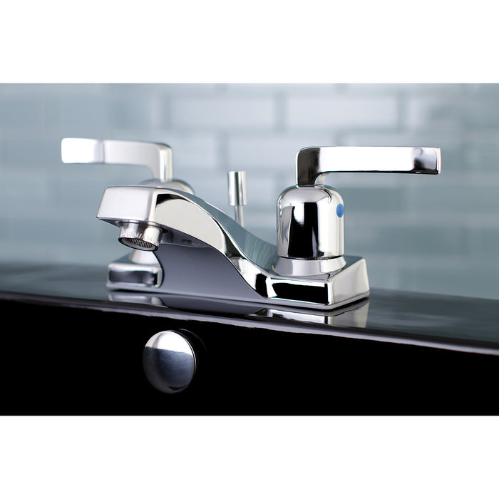 Centurion FB201EFL Two-Handle 3-Hole Deck Mount 4" Centerset Bathroom Faucet with Plastic Pop-Up, Polished Chrome