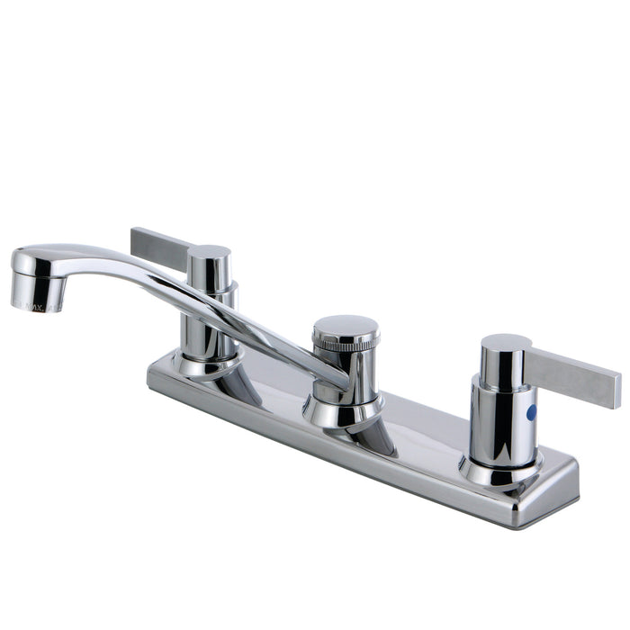 NuvoFusion FB2121NDL Two-Handle 2-Hole Deck Mount 8" Centerset Kitchen Faucet, Polished Chrome