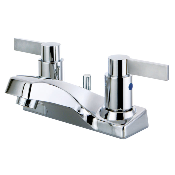 NuvoFusion FB2201NDL Two-Handle 3-Hole Deck Mount 4" Centerset Bathroom Faucet with Plastic Pop-Up, Polished Chrome