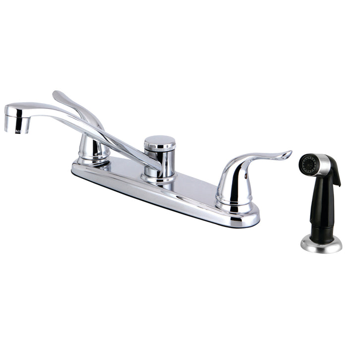 Yosemite FB2271YL Two-Handle 4-Hole Deck Mount 8" Centerset Kitchen Faucet with Side Sprayer, Polished Chrome