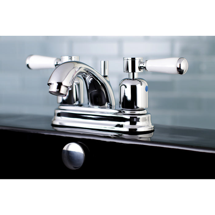 Paris FB2601DPL Two-Handle 3-Hole Deck Mount 4" Centerset Bathroom Faucet with Plastic Pop-Up, Polished Chrome