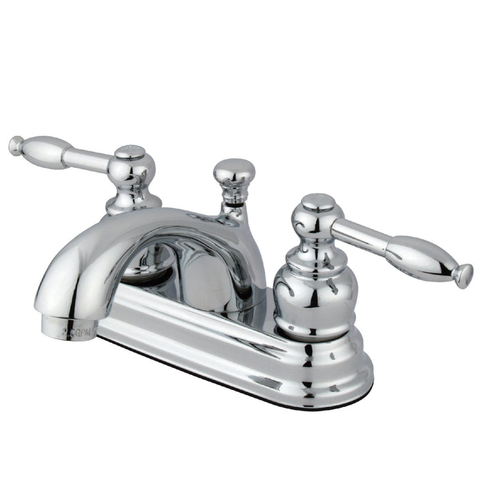 Knight FB2601KL Two-Handle 3-Hole Deck Mount 4" Centerset Bathroom Faucet with Plastic Pop-Up, Polished Chrome