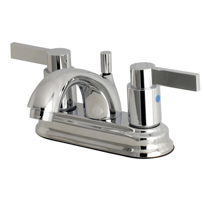 NuvoFusion FB2601NDL Two-Handle 3-Hole Deck Mount 4" Centerset Bathroom Faucet with Plastic Pop-Up, Polished Chrome
