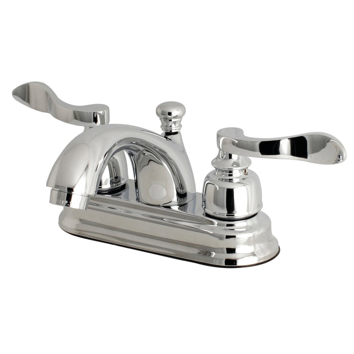 NuWave French FB2601NFL Two-Handle 3-Hole Deck Mount 4" Centerset Bathroom Faucet with Plastic Pop-Up, Polished Chrome