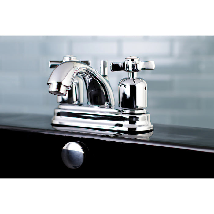 Millennium FB2601ZX Two-Handle 3-Hole Deck Mount 4" Centerset Bathroom Faucet with Plastic Pop-Up, Polished Chrome