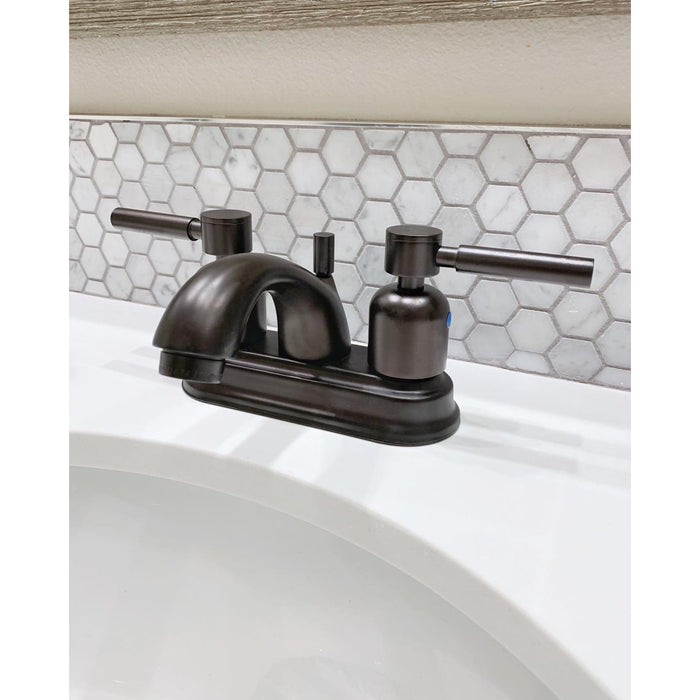 Concord FB2605DL Two-Handle 3-Hole Deck Mount 4" Centerset Bathroom Faucet with Plastic Pop-Up, Oil Rubbed Bronze