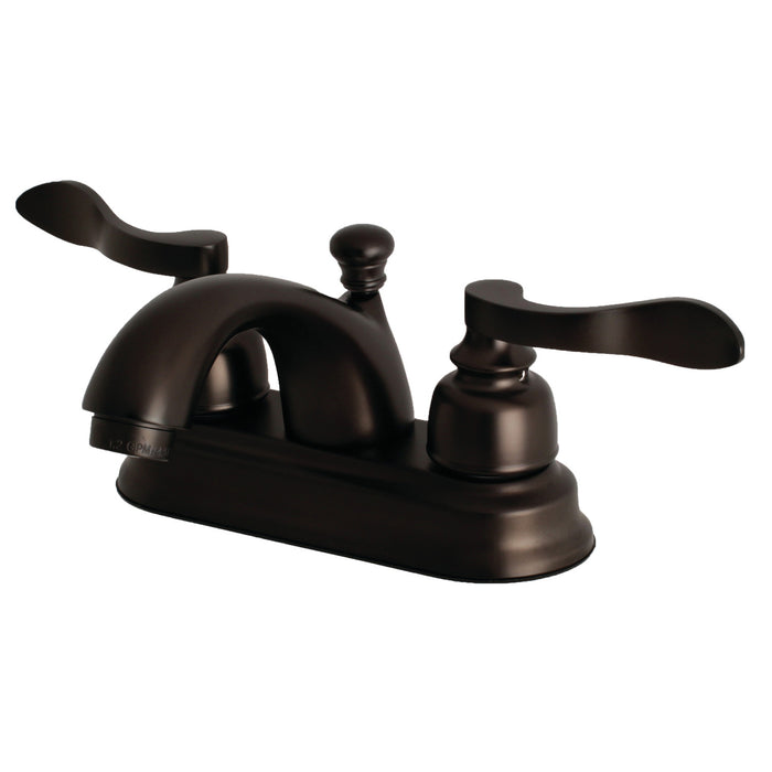 NuWave French FB2605NFL Two-Handle 3-Hole Deck Mount 4" Centerset Bathroom Faucet with Plastic Pop-Up, Oil Rubbed Bronze