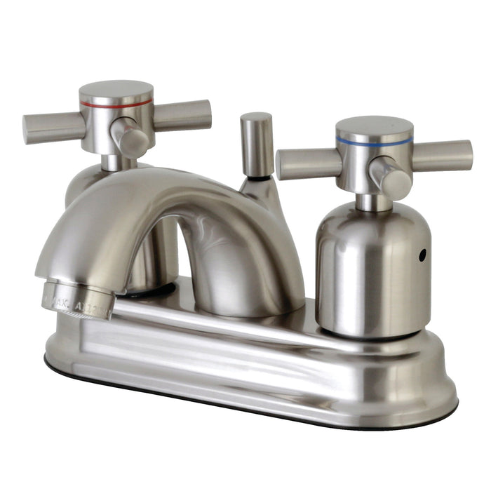 Concord FB2608DX Two-Handle 3-Hole Deck Mount 4" Centerset Bathroom Faucet with Plastic Pop-Up, Brushed Nickel