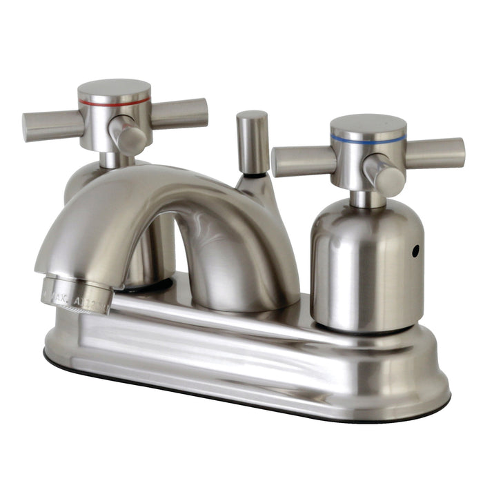 Kingston Tulare FB2608DX - Concord Double-Handle 3-Hole Deck Mount 4-Inch Centerset Bathroom Faucet with Pop-Up Drain, Brushed Nickel