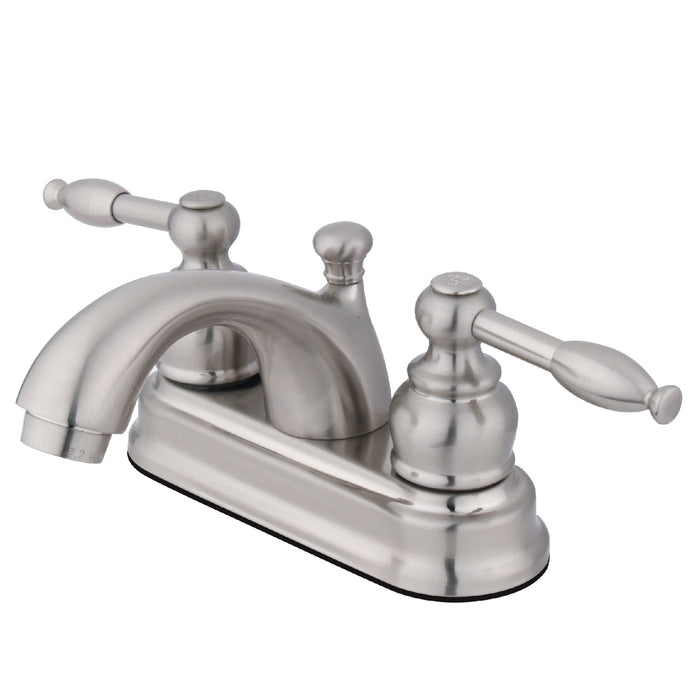 Knight FB2608KL Two-Handle 3-Hole Deck Mount 4" Centerset Bathroom Faucet with Plastic Pop-Up, Brushed Nickel