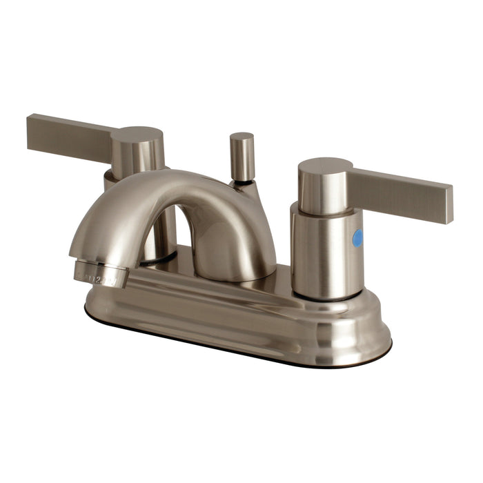 NuvoFusion FB2608NDL Two-Handle 3-Hole Deck Mount 4" Centerset Bathroom Faucet with Plastic Pop-Up, Brushed Nickel