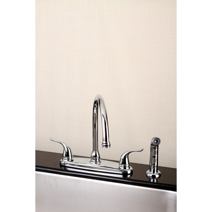 Yosemite FB2791YLSP Two-Handle 4-Hole Deck Mount 8" Centerset Kitchen Faucet with Side Sprayer, Polished Chrome