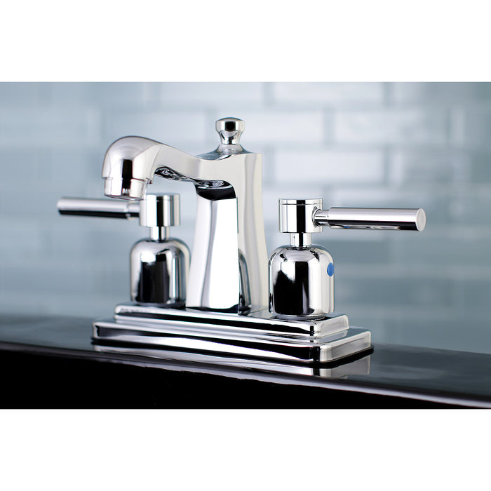 Concord FB4641DL Two-Handle 3-Hole Deck Mount 4" Centerset Bathroom Faucet with Plastic Pop-Up, Polished Chrome