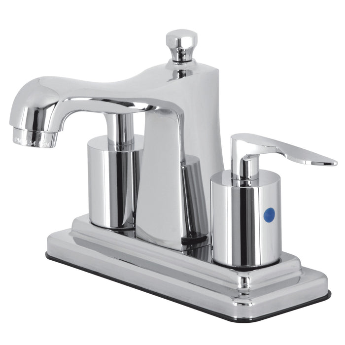 Serena FB4641SVL Two-Handle 3-Hole Deck Mount 4" Centerset Bathroom Faucet with Plastic Pop-Up, Polished Chrome