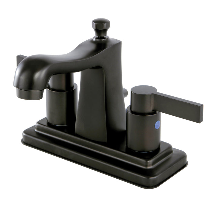 NuvoFusion FB4645NDL Two-Handle 3-Hole Deck Mount 4" Centerset Bathroom Faucet with Plastic Pop-Up, Oil Rubbed Bronze