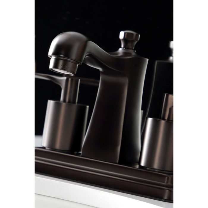 Serena FB4645SVL Two-Handle 3-Hole Deck Mount 4" Centerset Bathroom Faucet with Plastic Pop-Up, Oil Rubbed Bronze