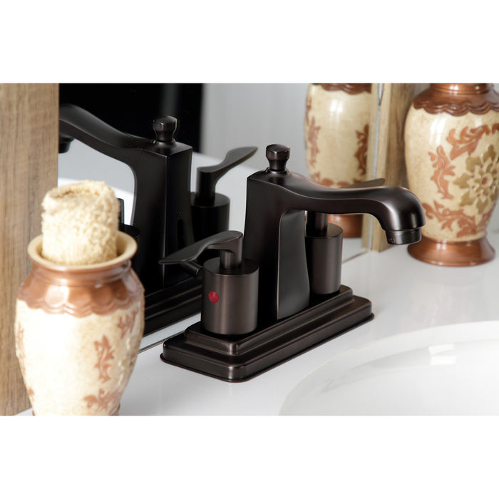 Serena FB4645SVL Two-Handle 3-Hole Deck Mount 4" Centerset Bathroom Faucet with Plastic Pop-Up, Oil Rubbed Bronze