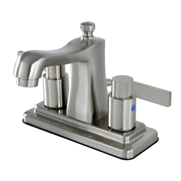 NuvoFusion FB4648NDL Two-Handle 3-Hole Deck Mount 4" Centerset Bathroom Faucet with Plastic Pop-Up, Brushed Nickel