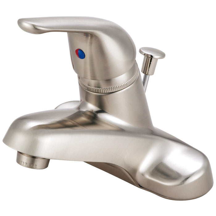 FB548 Single-Handle 3-Hole Deck Mount 4" Centerset Bathroom Faucet with Plastic Pop-Up, Brushed Nickel