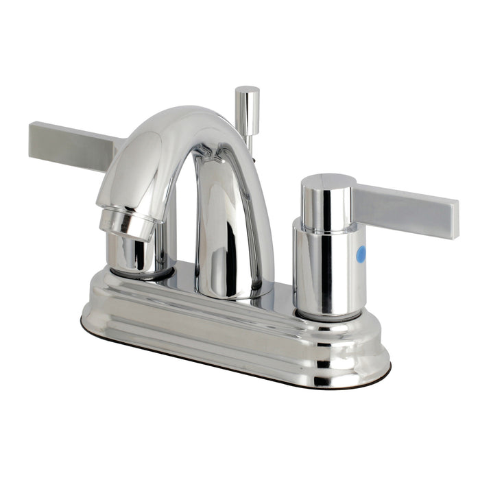 NuvoFusion FB5611NDL Two-Handle 3-Hole Deck Mount 4" Centerset Bathroom Faucet with Plastic Pop-Up, Polished Chrome