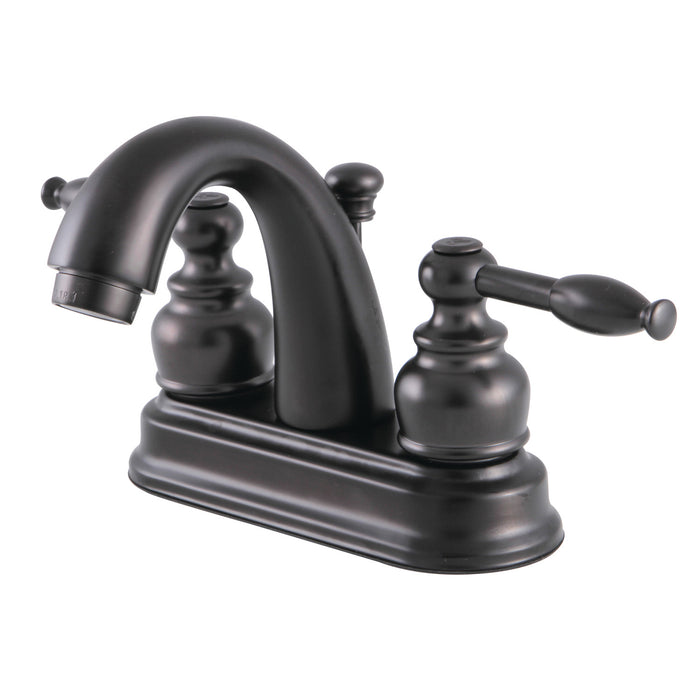 Knight FB5615KL Two-Handle 3-Hole Deck Mount 4" Centerset Bathroom Faucet with Plastic Pop-Up, Oil Rubbed Bronze