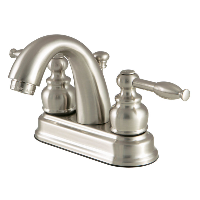 Knight FB5618KL Two-Handle 3-Hole Deck Mount 4" Centerset Bathroom Faucet with Plastic Pop-Up, Brushed Nickel