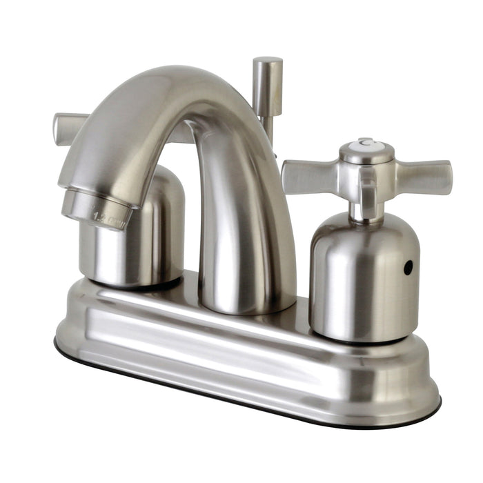 Millennium FB5618ZX Two-Handle 3-Hole Deck Mount 4" Centerset Bathroom Faucet with Plastic Pop-Up, Brushed Nickel