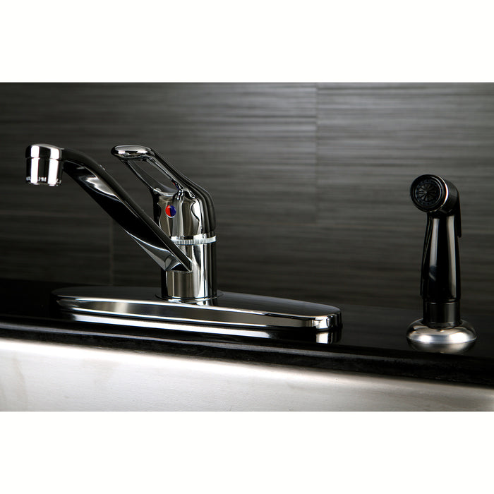 Wyndham FB562 Single-Handle 2-or-4 Hole Deck Mount 8" Centerset Kitchen Faucet with Side Sprayer, Polished Chrome