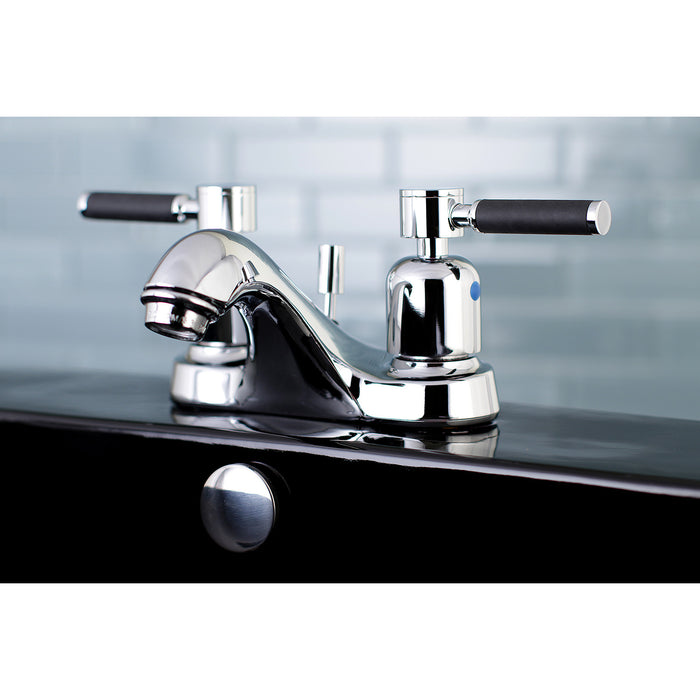Kaiser FB5621DKL Two-Handle 3-Hole Deck Mount 4" Centerset Bathroom Faucet with Plastic Pop-Up, Polished Chrome