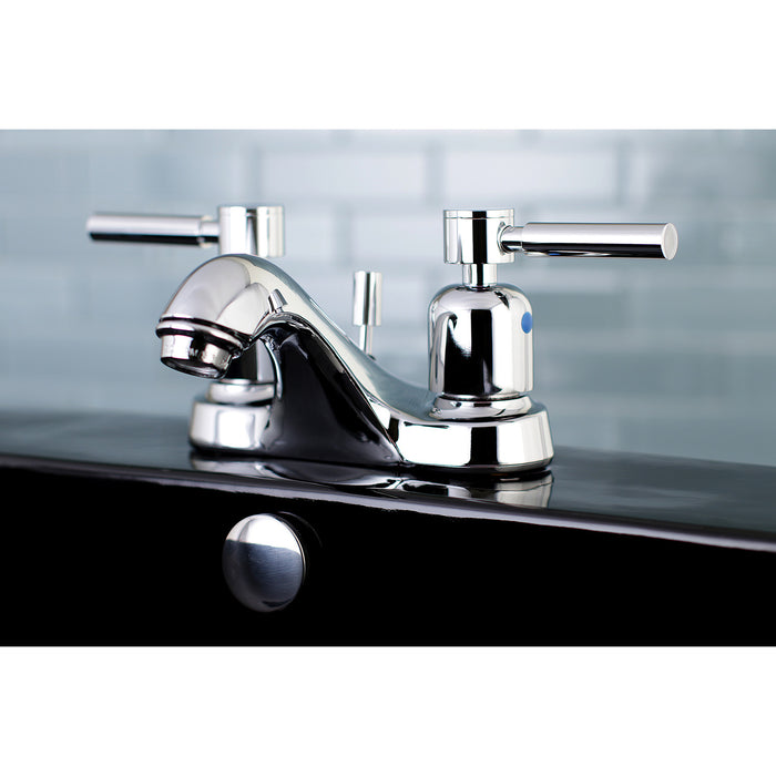 Concord FB5621DL Two-Handle 3-Hole Deck Mount 4" Centerset Bathroom Faucet with Plastic Pop-Up, Polished Chrome