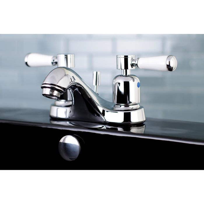 Paris FB5621DPL Two-Handle 3-Hole Deck Mount 4" Centerset Bathroom Faucet with Plastic Pop-Up, Polished Chrome