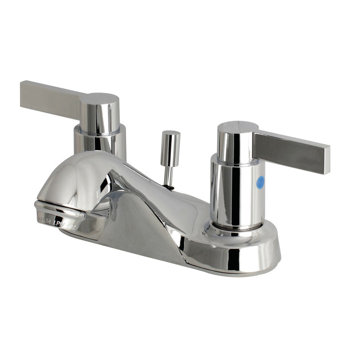 NuvoFusion FB5621NDL Two-Handle 3-Hole Deck Mount 4" Centerset Bathroom Faucet with Plastic Pop-Up, Polished Chrome