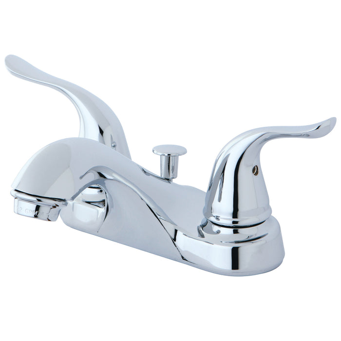 Yosemite FB5621YL Two-Handle 3-Hole Deck Mount 4" Centerset Bathroom Faucet with Plastic Pop-Up, Polished Chrome