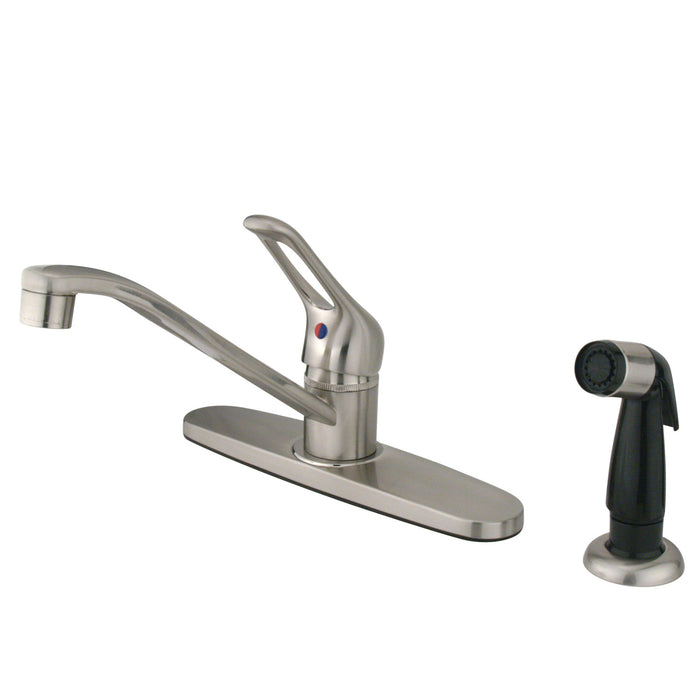 Wyndham FB562SN Single-Handle 2-or-4 Hole Deck Mount 8" Centerset Kitchen Faucet with Side Sprayer, Brushed Nickel