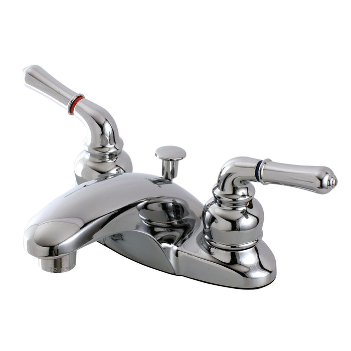 Magellan FB621 Two-Handle 3-Hole Deck Mount 4" Centerset Bathroom Faucet with Plastic Pop-Up, Polished Chrome