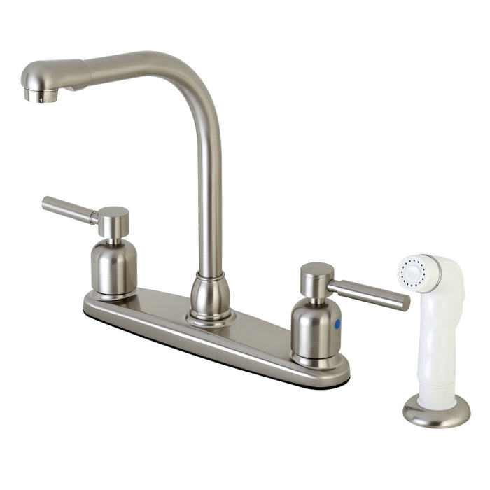 Concord FB718DL Two-Handle 4-Hole Deck Mount 8" Centerset Kitchen Faucet with Side Sprayer, Brushed Nickel