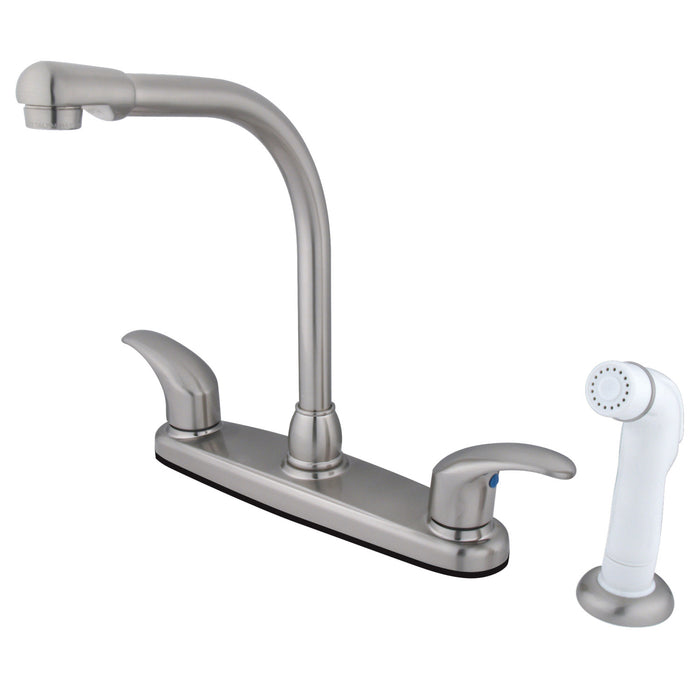 Legacy FB718LL Two-Handle 4-Hole Deck Mount 8" Centerset Kitchen Faucet with Side Sprayer, Brushed Nickel