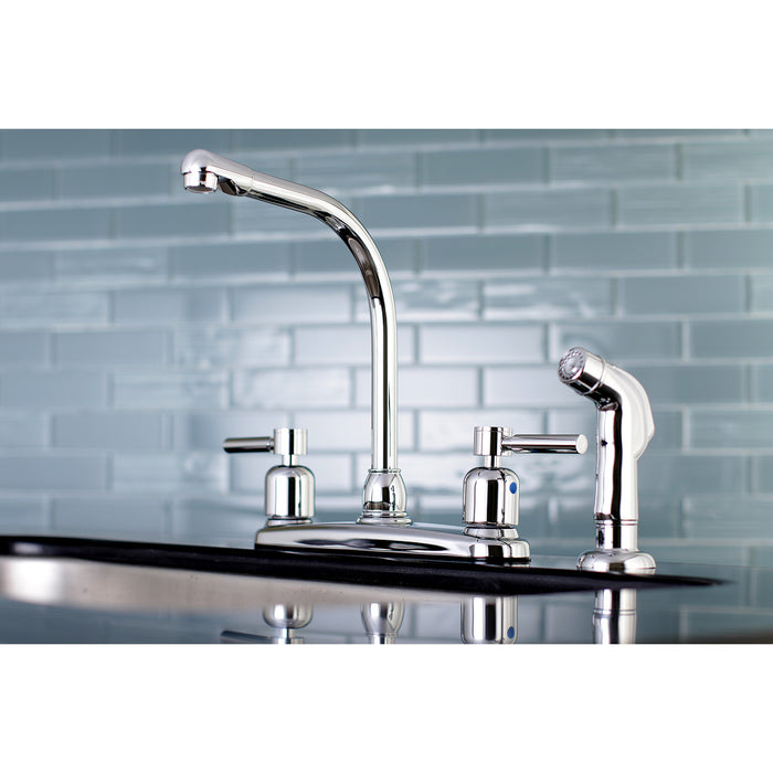 Concord FB751DLSP Two-Handle 4-Hole Deck Mount 8" Centerset Kitchen Faucet with Side Sprayer, Polished Chrome
