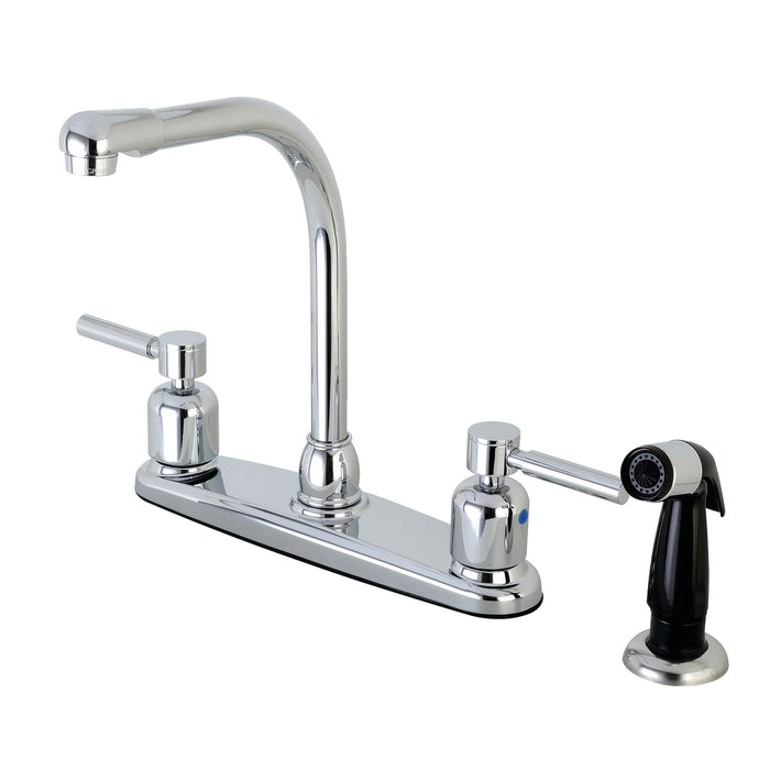 Concord FB751DL Two-Handle 4-Hole Deck Mount 8" Centerset Kitchen Faucet with Side Sprayer, Polished Chrome