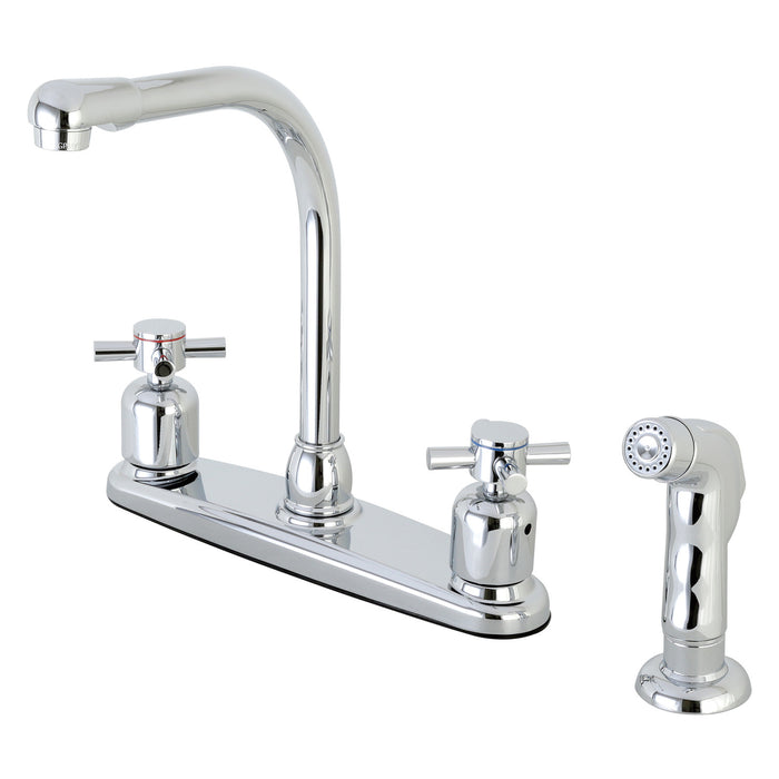 Concord FB751DXSP Two-Handle 4-Hole Deck Mount 8" Centerset Kitchen Faucet with Side Sprayer, Polished Chrome