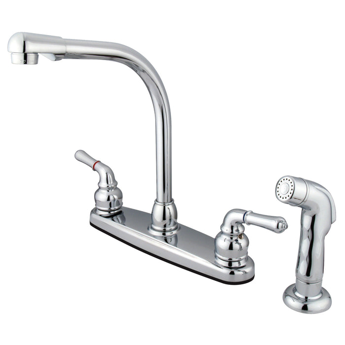 Americana FB751SP Two-Handle 4-Hole Deck Mount 8" Centerset Kitchen Faucet with Side Sprayer, Polished Chrome