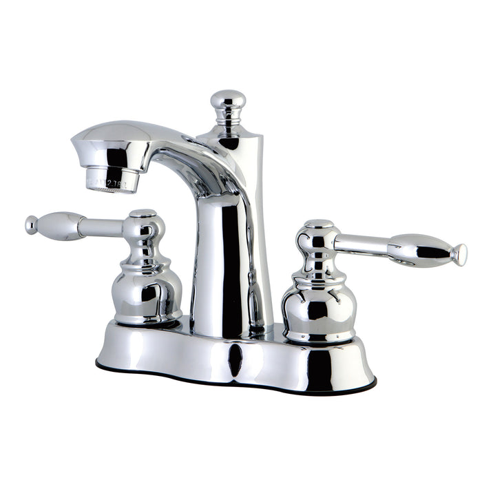 Knight FB7611KL Two-Handle 3-Hole Deck Mount 4" Centerset Bathroom Faucet with Plastic Pop-Up, Polished Chrome