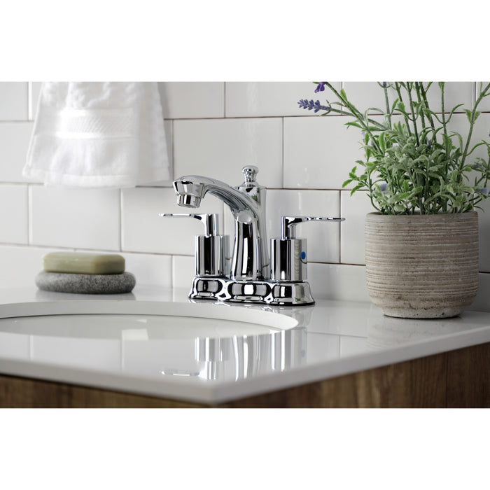 Serena FB7611SVL Two-Handle 3-Hole Deck Mount 4" Centerset Bathroom Faucet with Retail Pop-Up, Polished Chrome