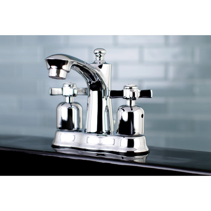 Kingston Tulare FB7611ZX - Millennium Double-Handle 3-Hole Deck Mount 4-Inch Centerset Bathroom Faucet with Pop-Up Drain, Polished Chrome