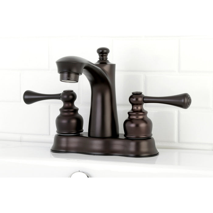 Vintage FB7615BL Two-Handle 3-Hole Deck Mount 4" Centerset Bathroom Faucet with Plastic Pop-Up, Oil Rubbed Bronze