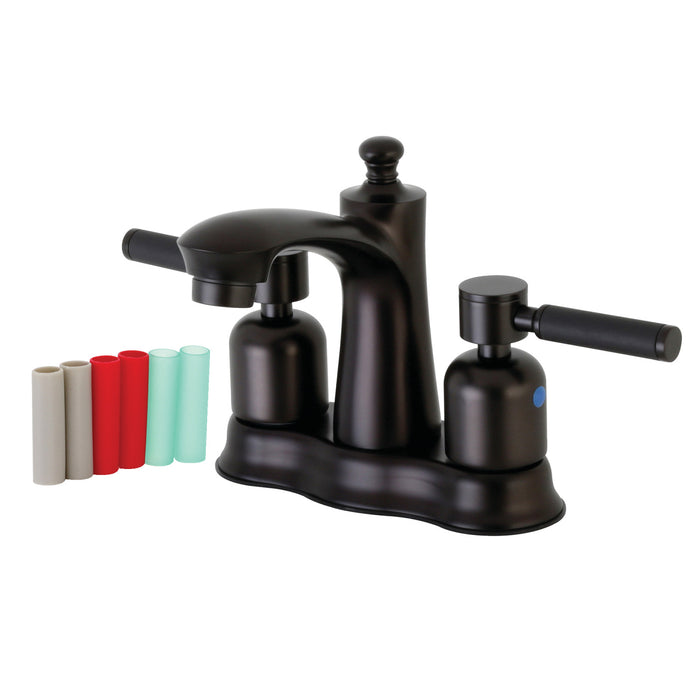 Kaiser FB7615DKL Two-Handle 3-Hole Deck Mount 4" Centerset Bathroom Faucet with Plastic Pop-Up, Oil Rubbed Bronze