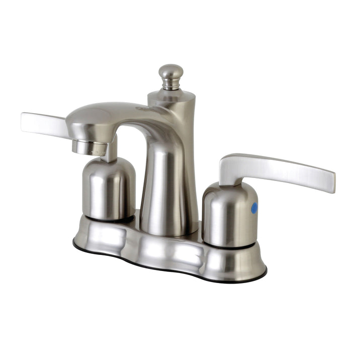 Centurion FB7618EFL Two-Handle 3-Hole Deck Mount 4" Centerset Bathroom Faucet with Plastic Pop-Up, Brushed Nickel